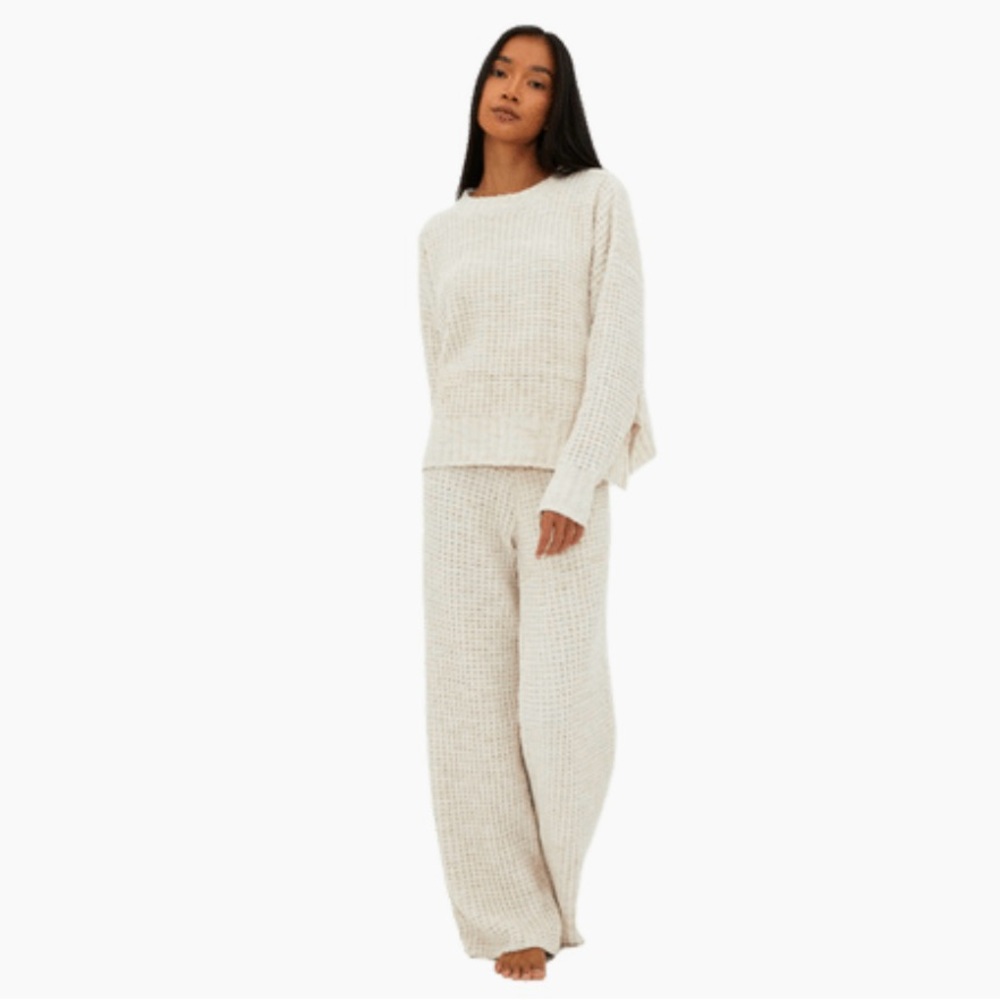 Beach Riot Cream Waffle Knit Crewneck Sweater